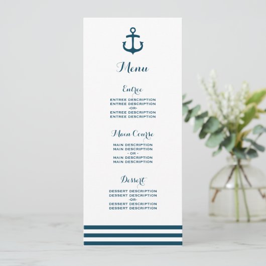 Nautical Navy Wedding Menu (Staand voorkant)