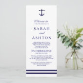 Nautical Navy Wedding Programme Programma (Staand voorkant)