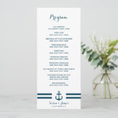 Nautical Navy Wedding Programme Programma (Staand voorkant)