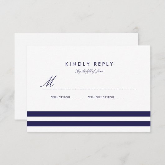 Nautical Navy Wedding RSVP (Voorkant / Achterkant)