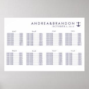 Nautical Navy Wedding Seating Chart Poster