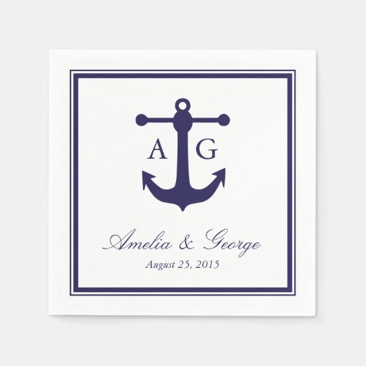 Nautical Navy Wedding Servet (Voorkant)