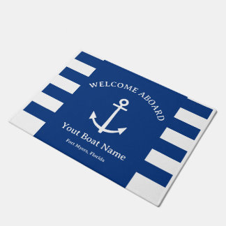 Nautical Navy Welcome Aboard Boat Decor Deurmat