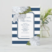 Nautical Navy White Hydrangea Modern Vrijgezellenf Kaart (Staand voorkant)