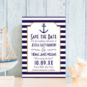 Nautical Navy & White Stripe Anchor Save The Date