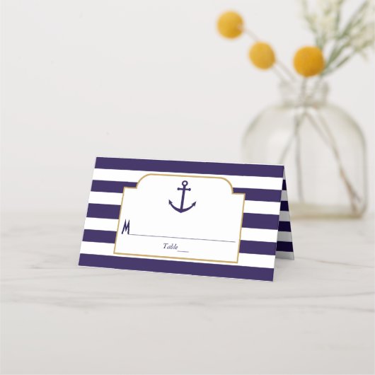 Nautical Navy & White Stripe Anchor Wedding (Voorkant)