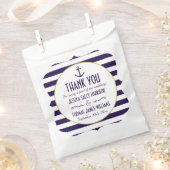 Nautical Navy & White Stripe Anchor Wedding Bedankzakje (Geknipt)