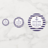 Nautical Navy & White Stripe Anchor Wedding Favor Confetti (Achterkanten)