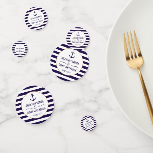 Nautical Navy & White Stripe Anchor Wedding Favor Confetti (Groep)