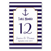 Nautical Navy & White Stripe Anchor Wedding Kaart (Voorkant)