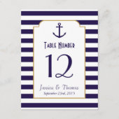 Nautical Navy & White Stripe Anchor Wedding Kaart (Voorkant)