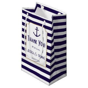 Nautical Navy & White Stripe Anchor Wedding Klein Cadeauzakje