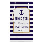 Nautical Navy & White Stripe Anchor Wedding Klein Cadeauzakje (Voorkant)