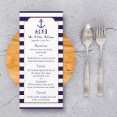 Nautical Navy & White Stripe Anchor Wedding Menu