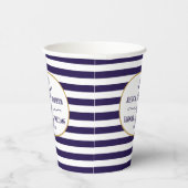 Nautical Navy & White Stripe Anchor Wedding Papieren Bekers (Rechts)