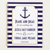 Nautical Navy & White Stripe Anchor Wedding Planner (Voorkant)