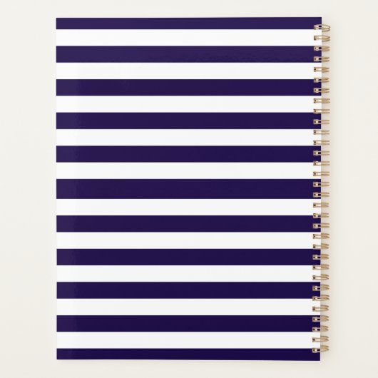 Nautical Navy & White Stripe Anchor Wedding Planner (Achterkant)