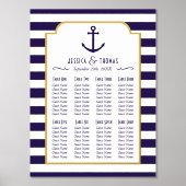 Nautical Navy & White Stripe Anchor Wedding Real Folie Afdrukken (Voorkant)