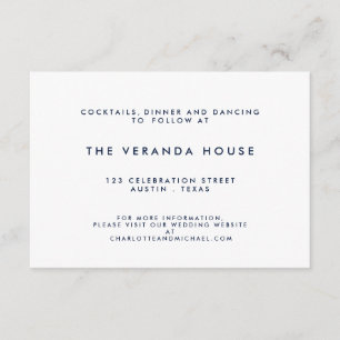 Nautical Navy White Stripe Modern Wedding Insert Informatiekaartje