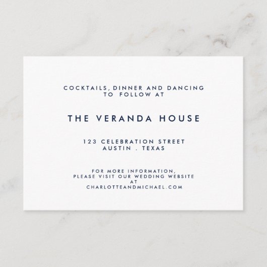 Nautical Navy | White Stripe Modern Wedding Insert Informatiekaartje (Voorkant)