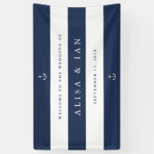 Nautical Navy & White Stripe Wedding Welcome Spandoek (Verticaal)