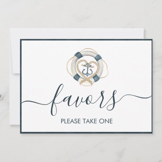 Nautical Navy & White Wedding Favor Sign (Voorkant)