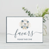 Nautical Navy & White Wedding Favor Sign (Staand voorkant)