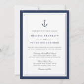 Nautical Navy & White Wedding Invitation | Anchor Kaart (Voorkant)