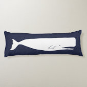 Nautical Navy White Whale & Navy Blue Lichaamskussen (Achterkant)