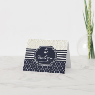 Nautical Navy & Witte Elegante Strand Bedankt