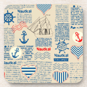 Nautical Newspaper Pattern Bier Onderzetter