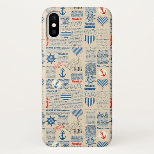 Nautical Newspaper Pattern Case-Mate iPhone Case (Achterkant)