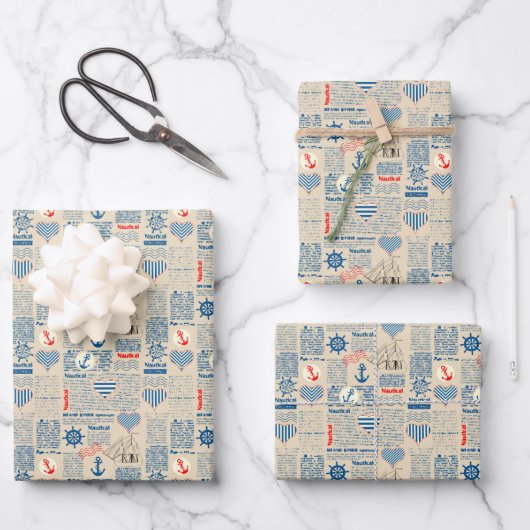 Nautical Newspaper Pattern Inpakpapier Vel (Voorkant)