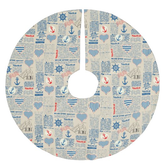 Nautical Newspaper Pattern Kerstboom Rok (Voorkant)