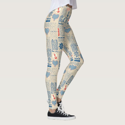Nautical Newspaper Pattern Leggings (Rechts)