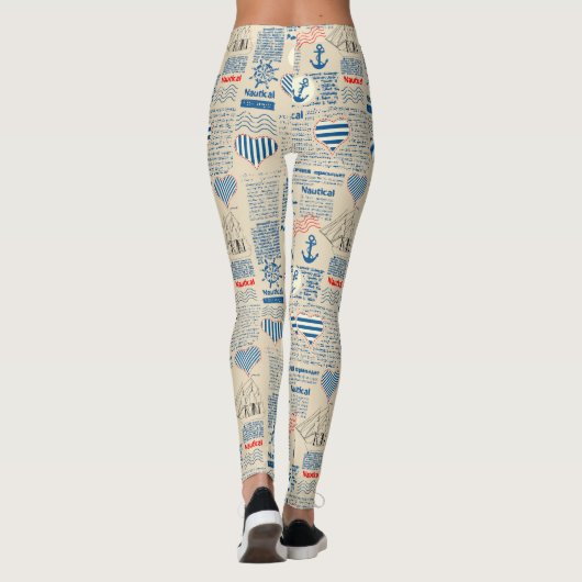 Nautical Newspaper Pattern Leggings (Achterkant)