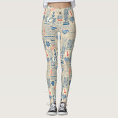 Nautical Newspaper Pattern Leggings (Voorkant)