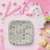 Nautical Newspaper Pattern Papieren Bordje (Feest)