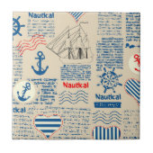 Nautical Newspaper Pattern Tegeltje (Voorkant)