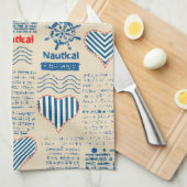 Nautical Newspaper Pattern Theedoek (Quarter Fold)