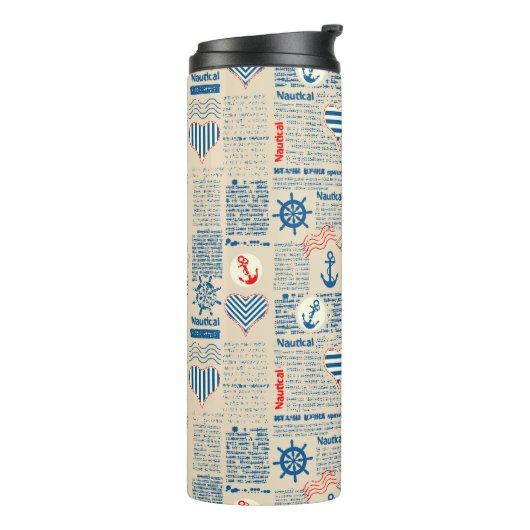 Nautical Newspaper Pattern Thermosbeker (Gedraaid links)