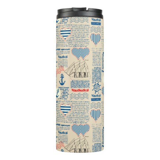 Nautical Newspaper Pattern Thermosbeker (Achterkant)