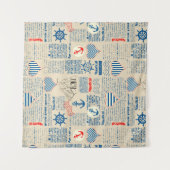 Nautical Newspaper Pattern Wandkleed (Voorkant)