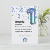 Nautical Ocean Balloon 1e verjaardag Uitnodiging (Staand voorkant)