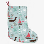 Nautical Ocean Blue en Roos Kleine Kerstsok (Voorkant)