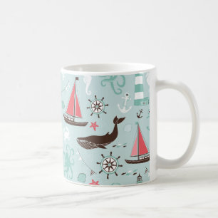 Nautical Ocean Blue en Roos Koffiemok