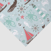 Nautical Ocean Blue en Roos Tissuepapier (Detail)