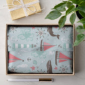 Nautical Ocean Blue en Roos Tissuepapier (Geschenk)