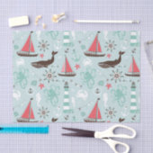 Nautical Ocean Blue en Roos Tissuepapier (Craft)