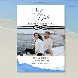 Nautical Ocean Blue Waterverf Foto Save The Date